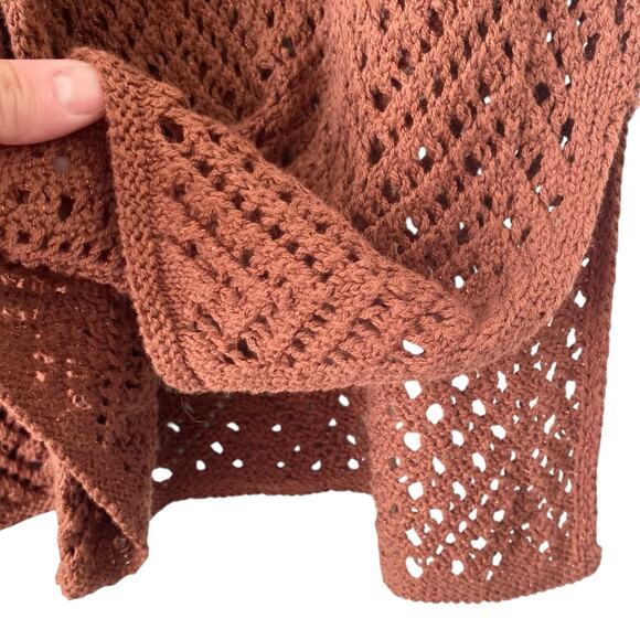 NEW WILD FABLE Open Knit Wide Leg Pants Brown Metallic Small Slit Hem Pull On - Picture 4 of 6